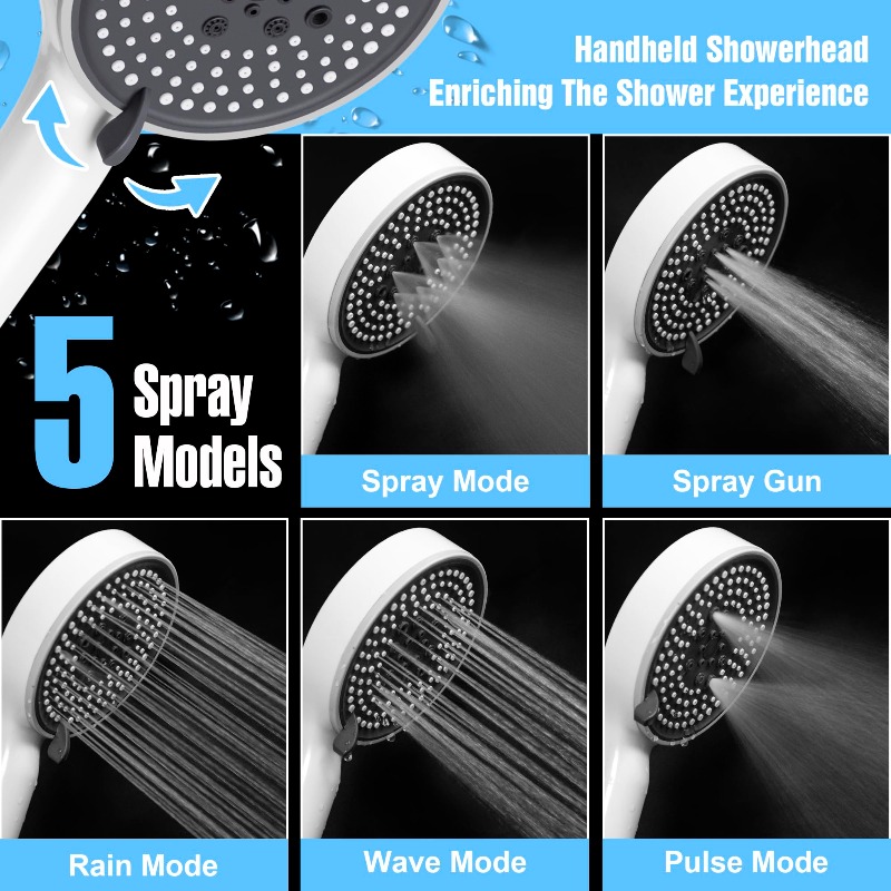 Douchekopset met vijf snelhede - High Pressure Shower Head Handheld recensie en prijs