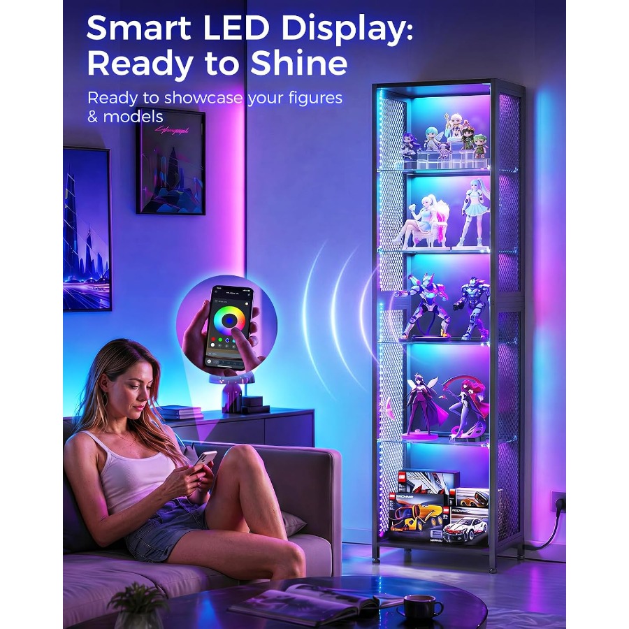 72 inch hoge vitrine met LED-v - Lighting recensie en prijs