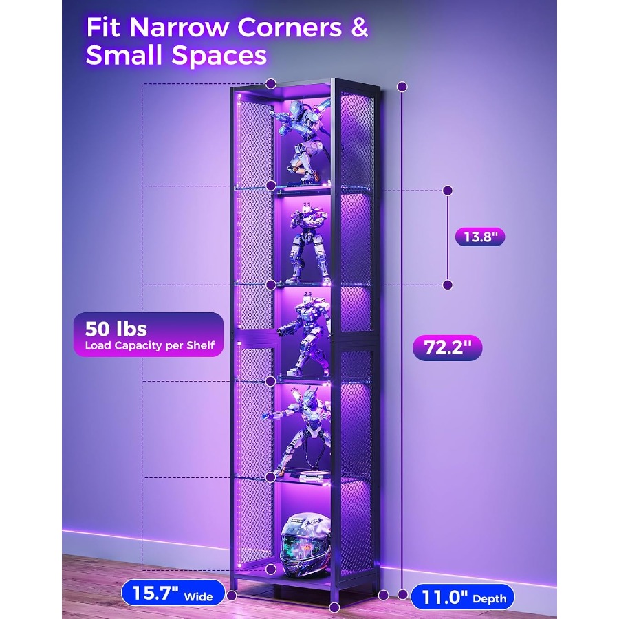72 inch hoge vitrine met LED-v - Lighting recensie en prijs